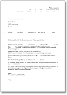 Prüfungsunfähigkeitsbescheinigung Word