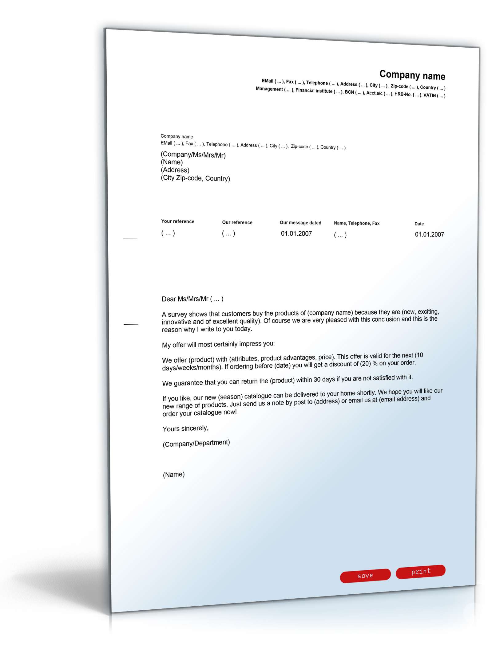 Allgemeiner Werbebrief Englisch/Deutsch PDF