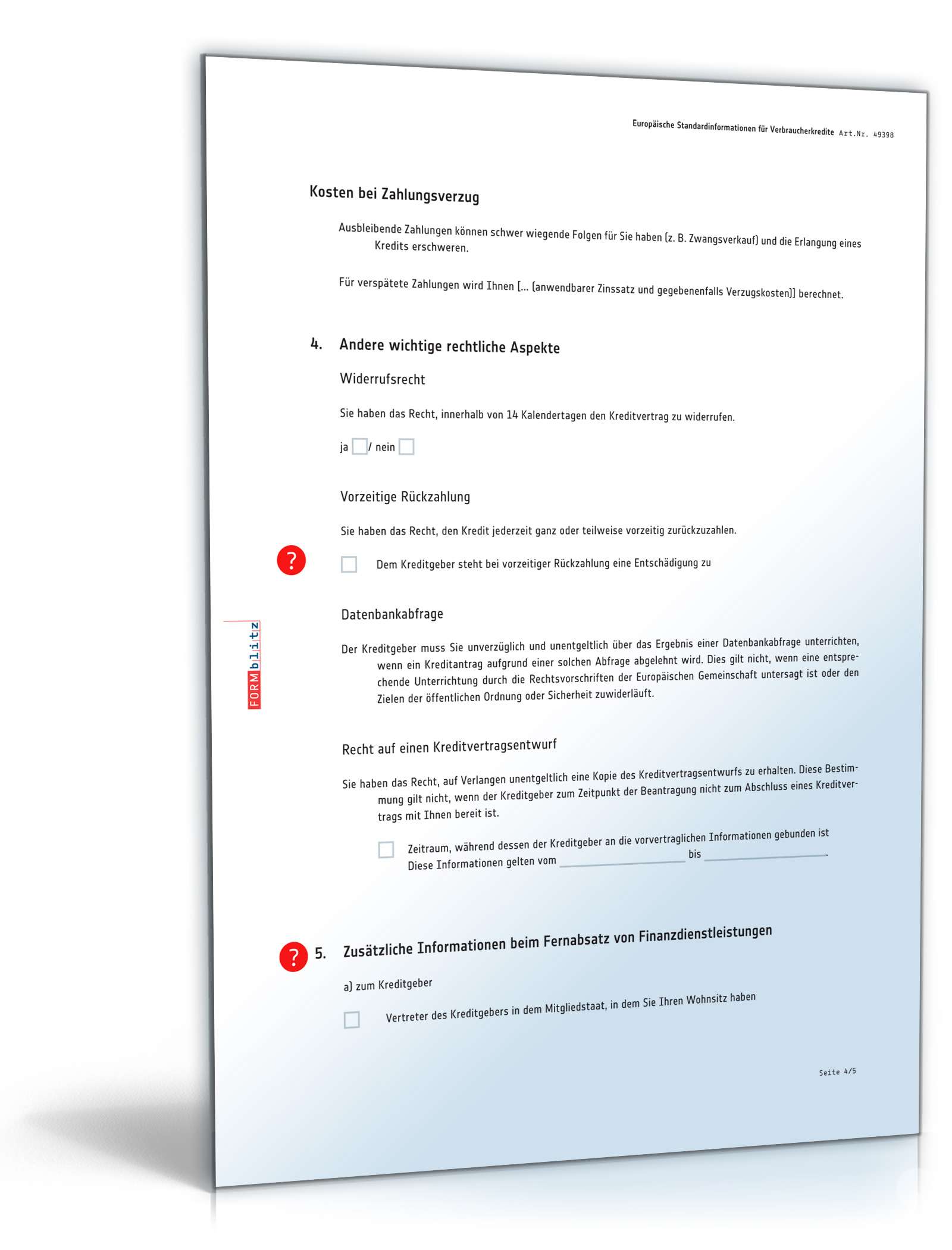Europäische Standardinformationen für Verbraucherkredite PDF. Seite: 4