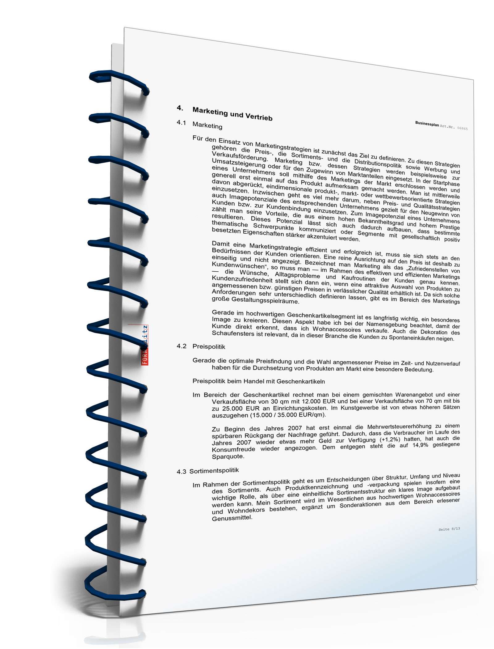 Businessplan Geschenkeladen Excel. Seite: 7