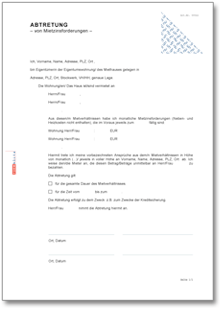 Abtretung von Mietzinsforderungen Word