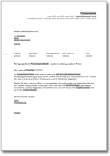 Werbebrief für einen Reinigungsdienst Word