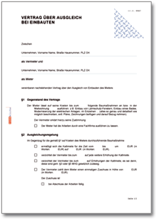 Vertrag über Ausgleich bei Einbauten Word