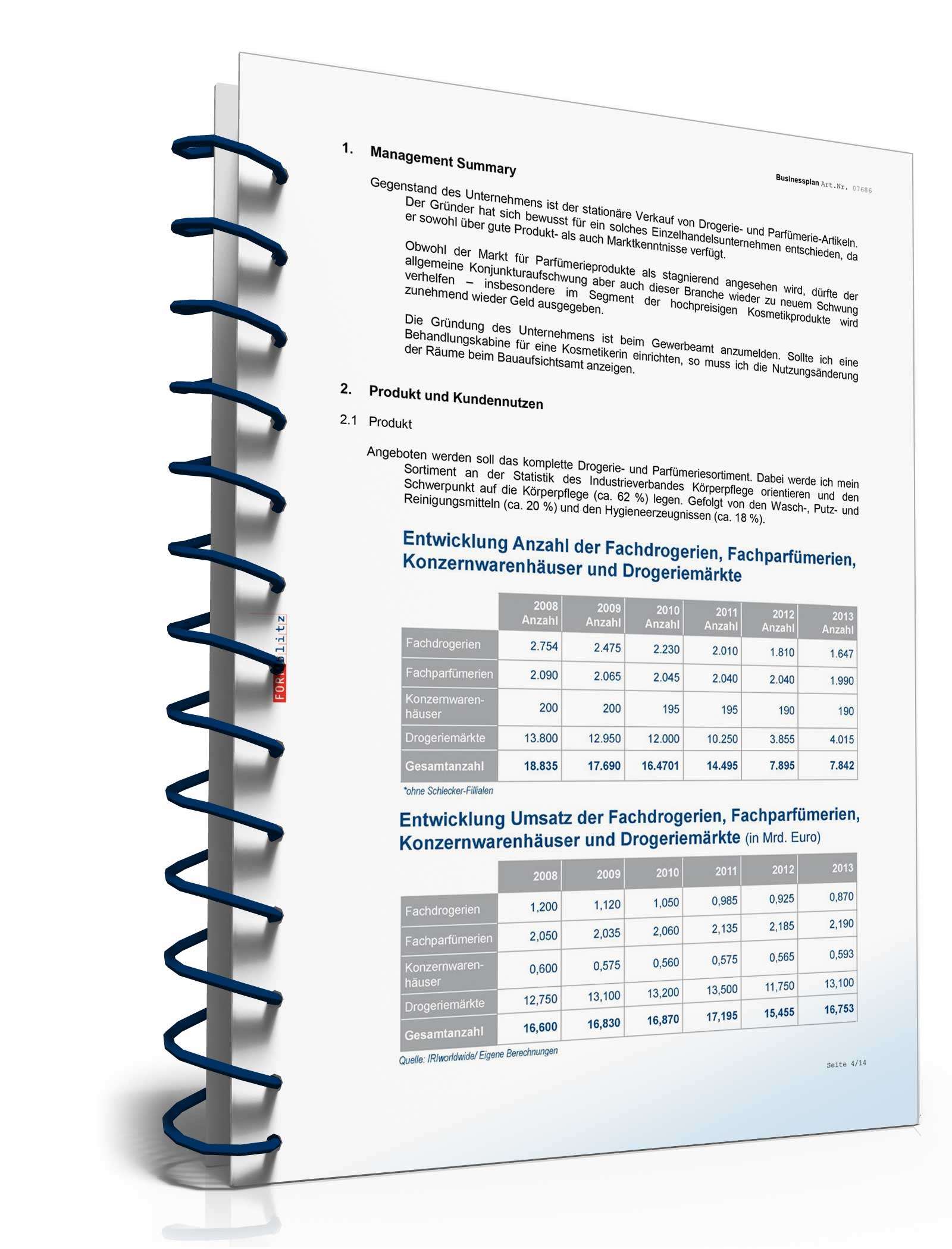 Businessplan Drogerie / Parfümerie Excel. Seite: 2