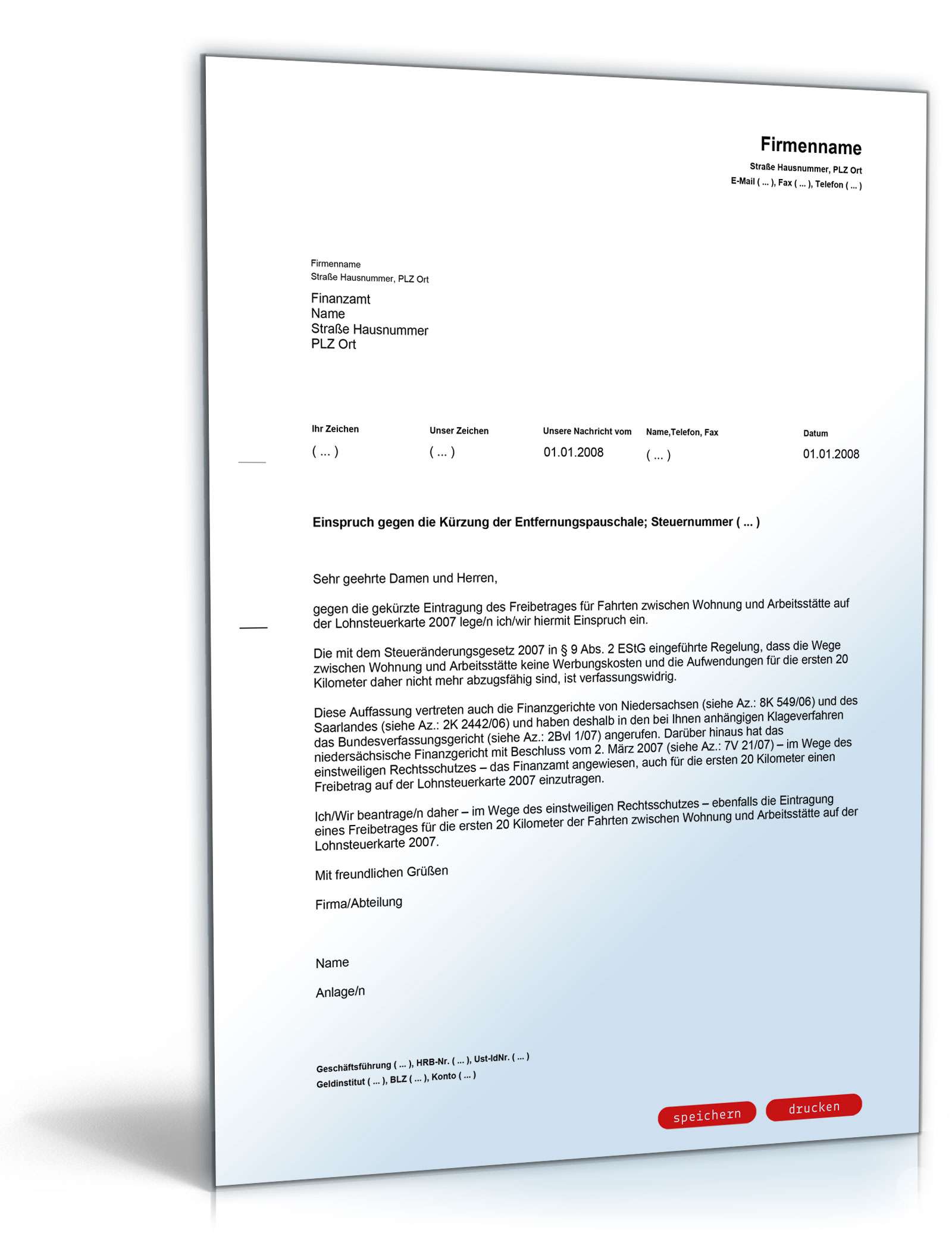 Einspruch Kürzung Pendlerpauschale PDF