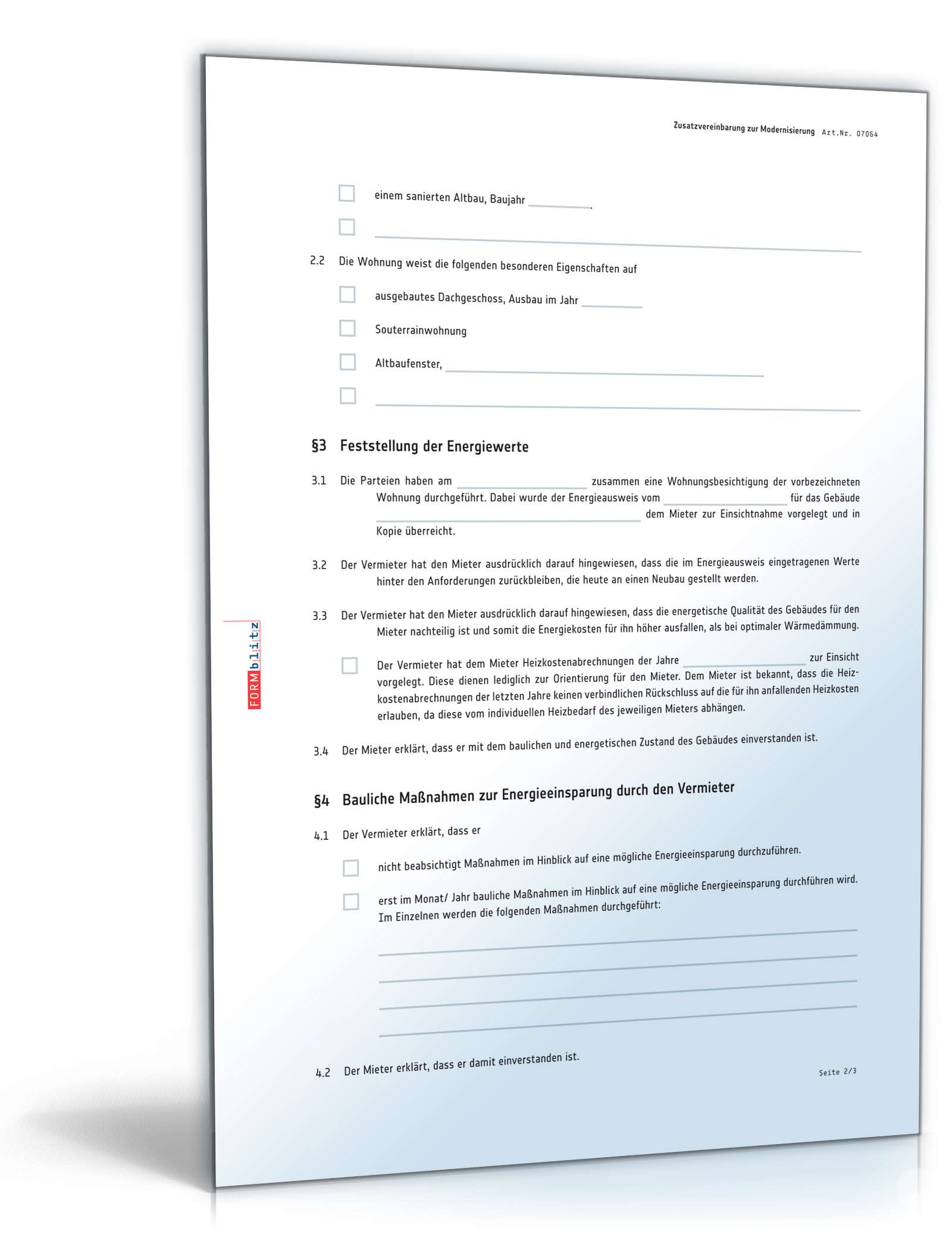 Zusatzvereinbarung Energieausweis PDF. Seite: 2