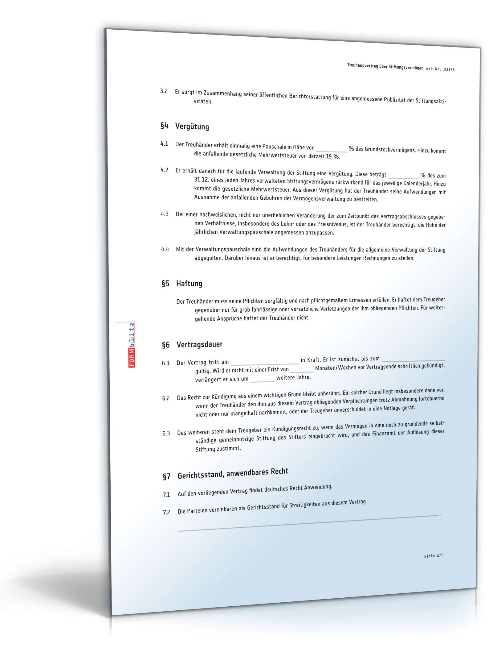Treuhandvertrag Stiftungsvermögen PDF. Seite: 2