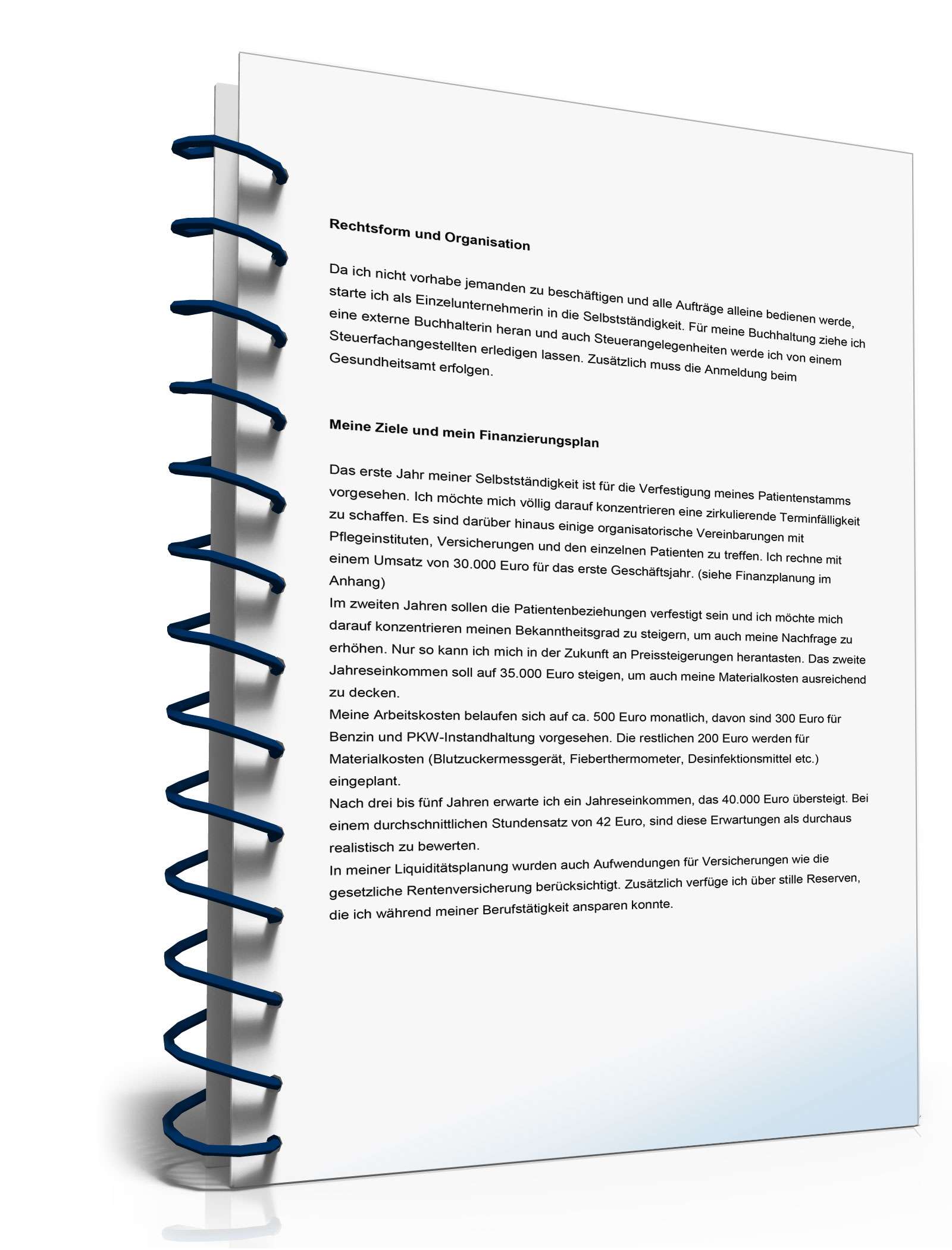 Businessplan mobile Pflege  Excel. Seite: 3