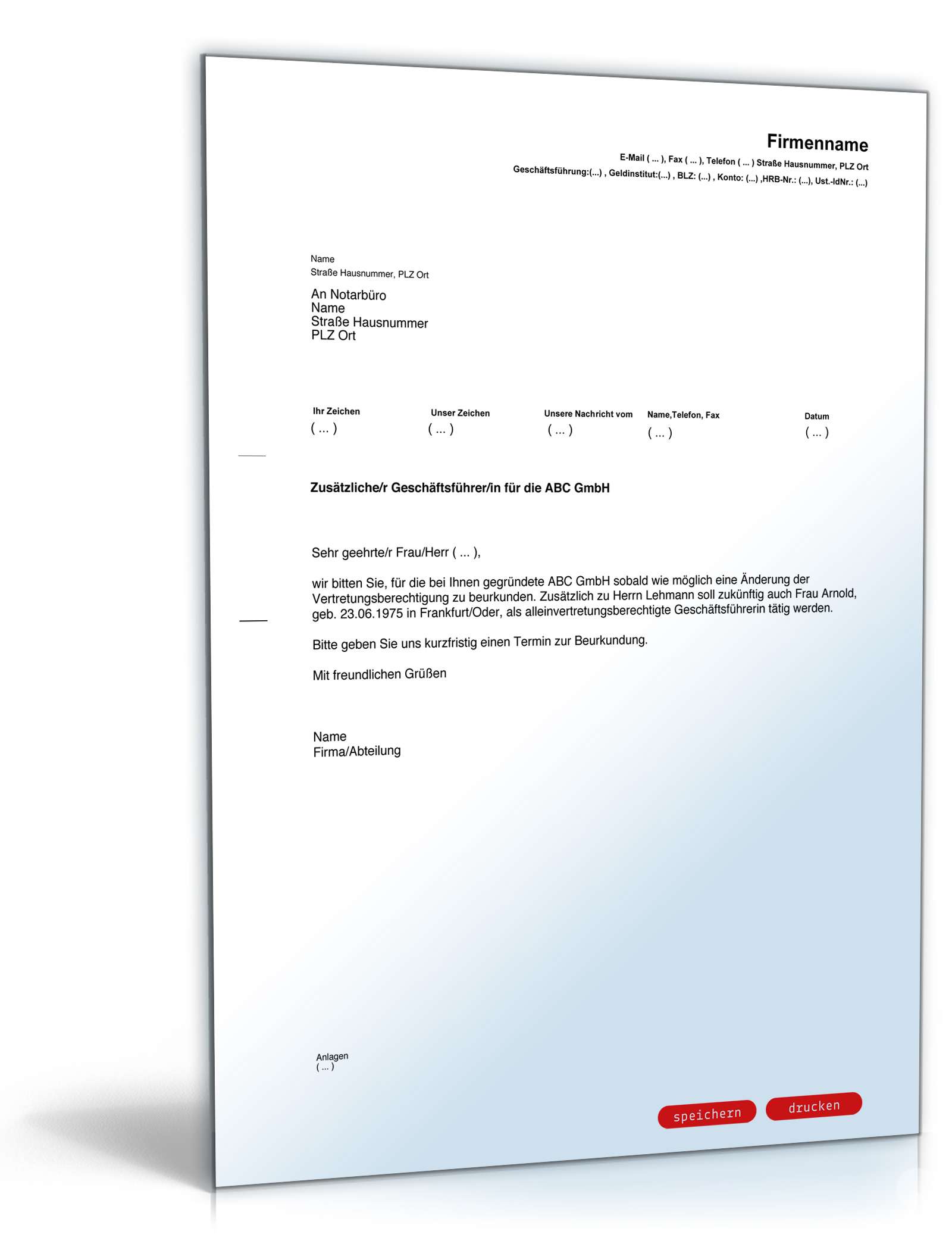 Bestellung zusätzlicher Geschäftsführer für Gesellschaft PDF