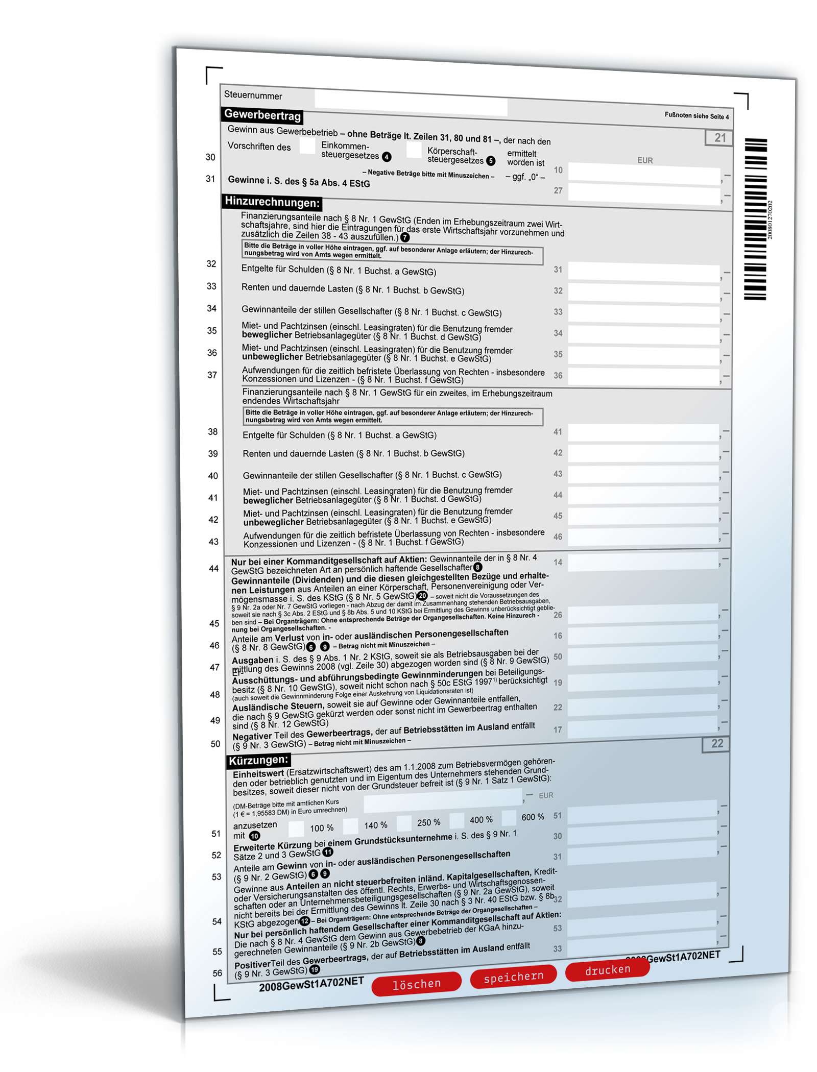 Gewerbesteuererklärung 2008 PDF. Seite: 2