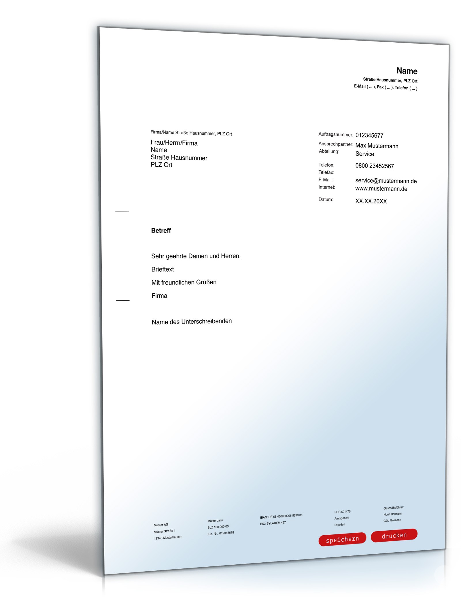 Allgemeiner Musterbrief PDF