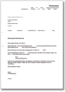 2. Mahnung mit Berechnung von Verzugszinsen Word