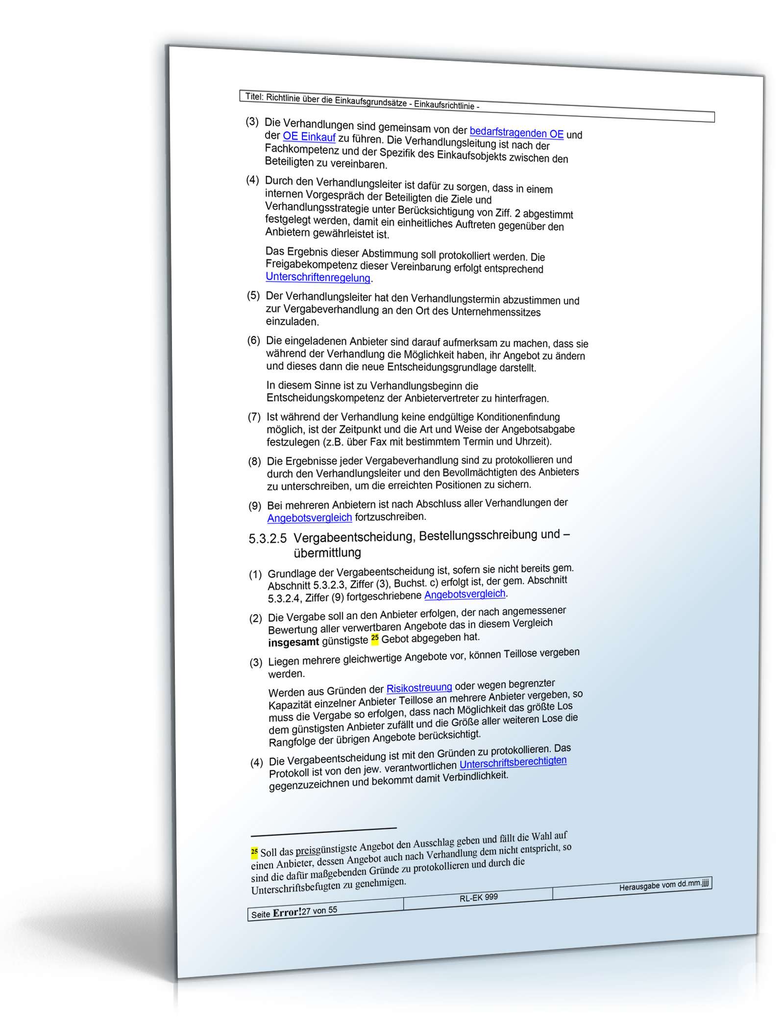 Richtlinien über die Einkaufsgrundsätze Word. Seite: 27