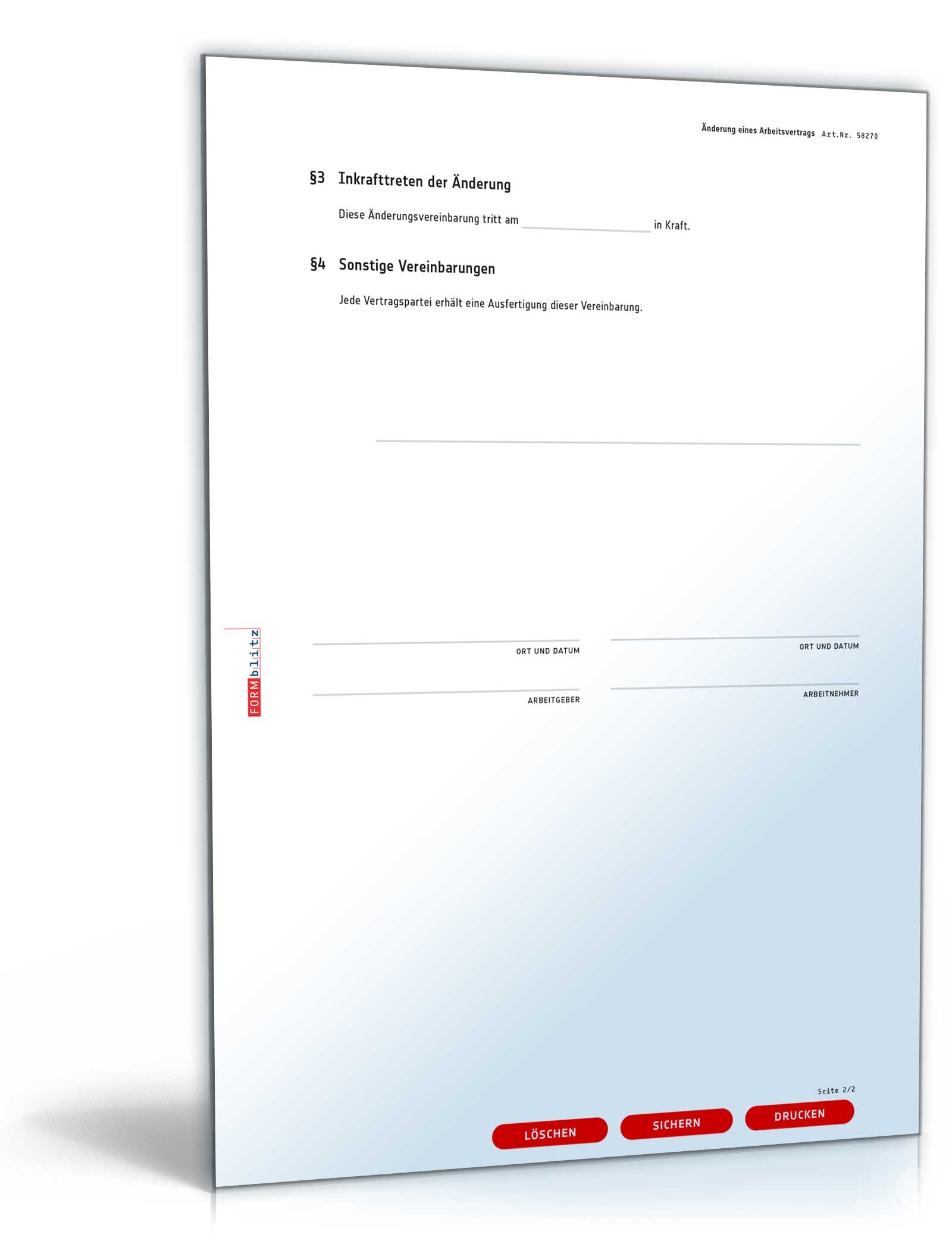 Änderungsvertrag Versetzung PDF. Seite: 2