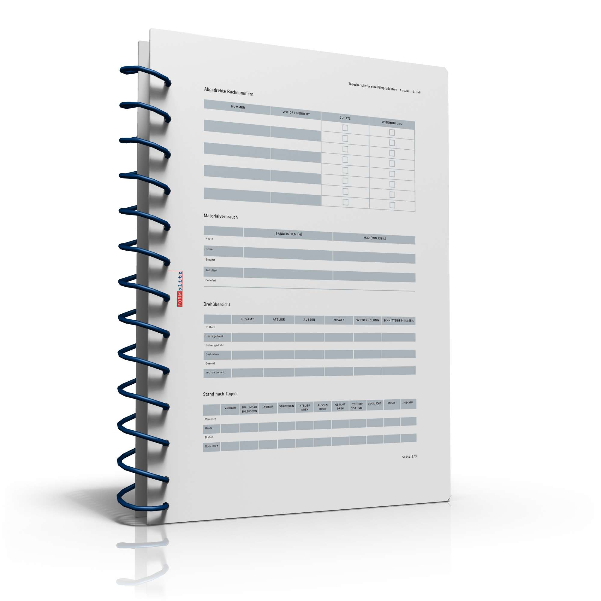 Tagesbericht Filmproduktion PDF. Seite: 3