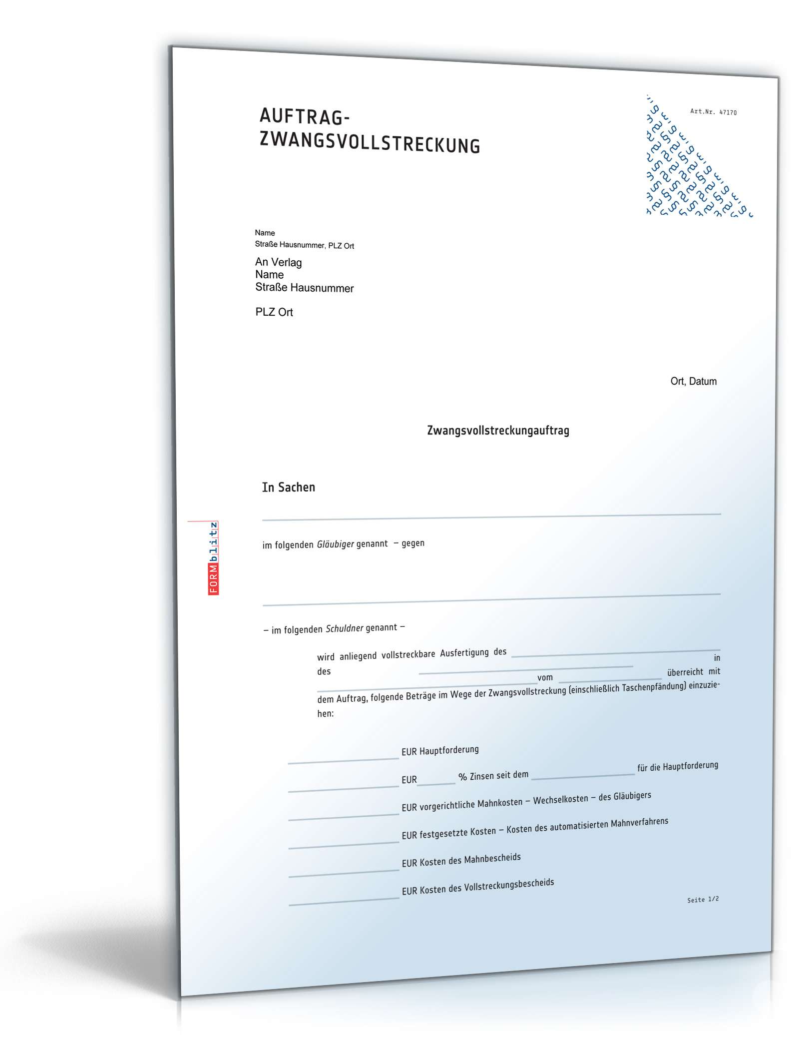 Zwangsvollstreckungsantrag PDF