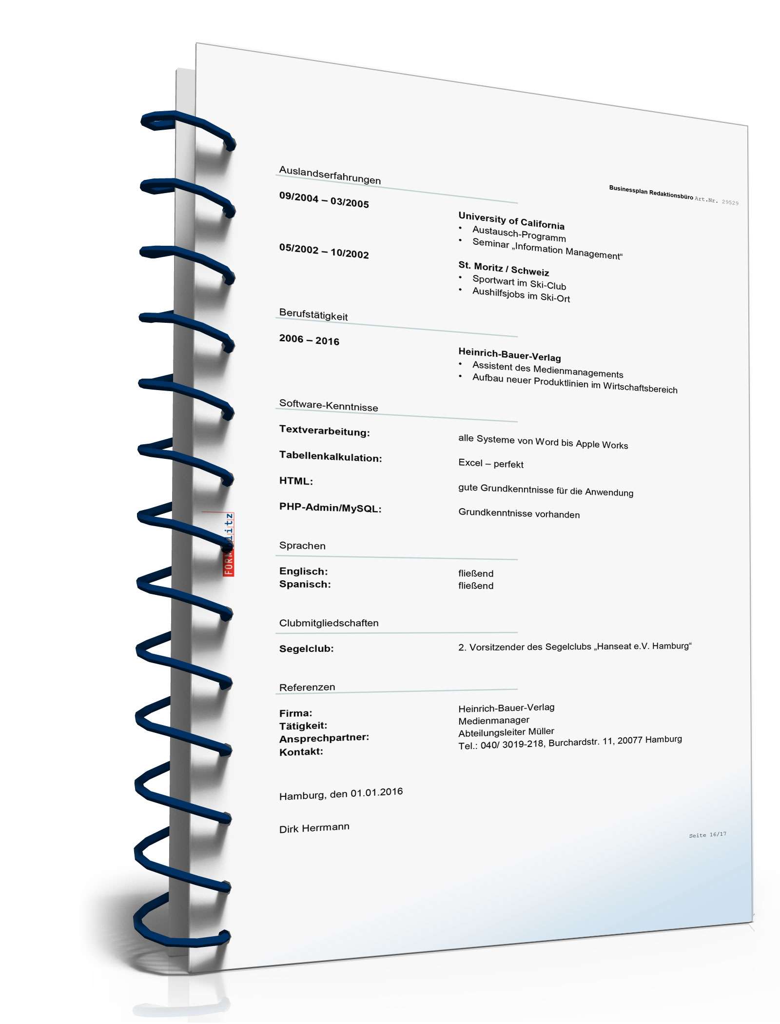 Businessplan Redaktionsbüro Excel. Seite: 15