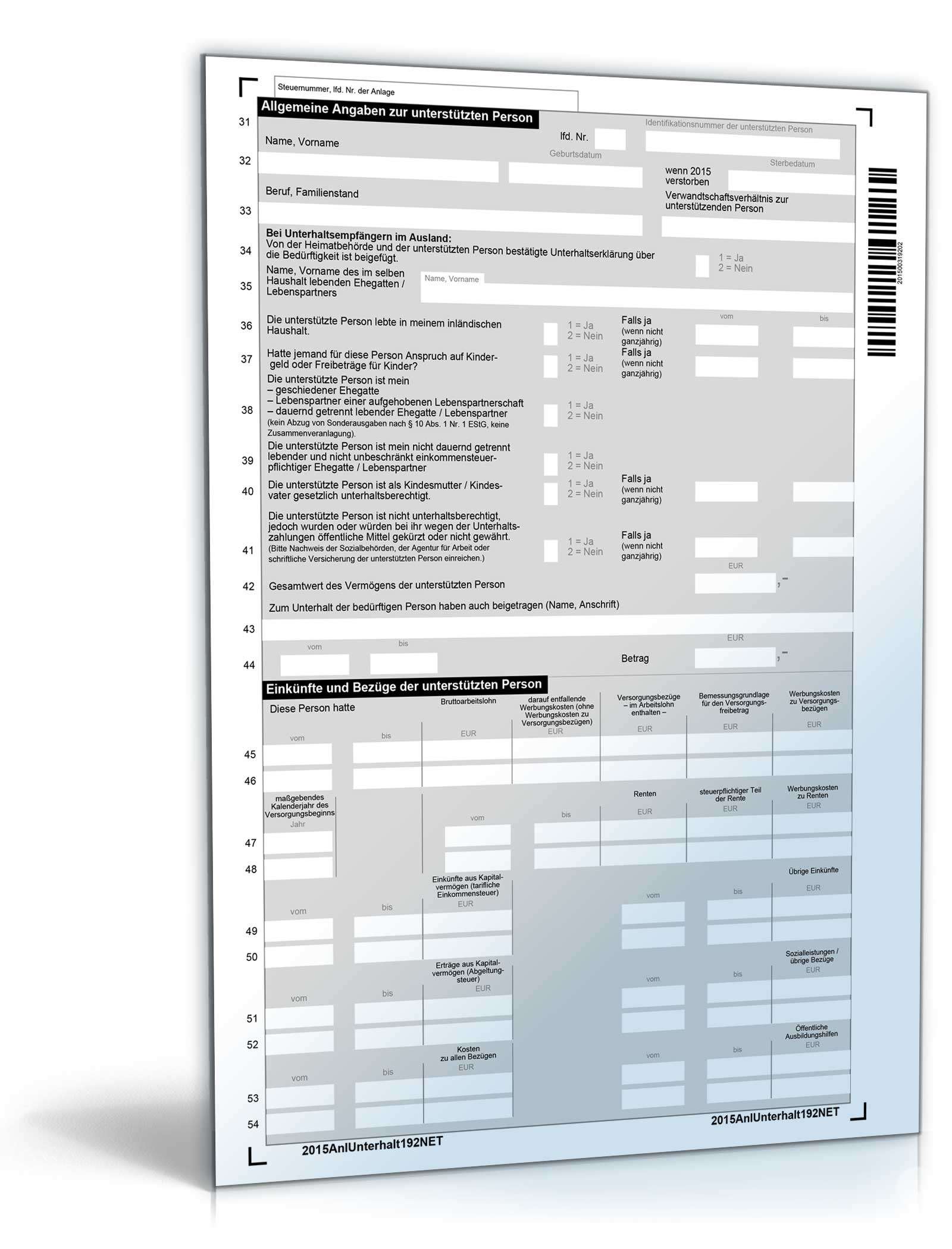 Anlage Unterhalt 2015 PDF. Seite: 2