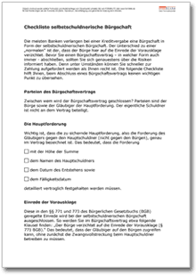 Checkliste selbstschuldnerische Bürgschaft Word