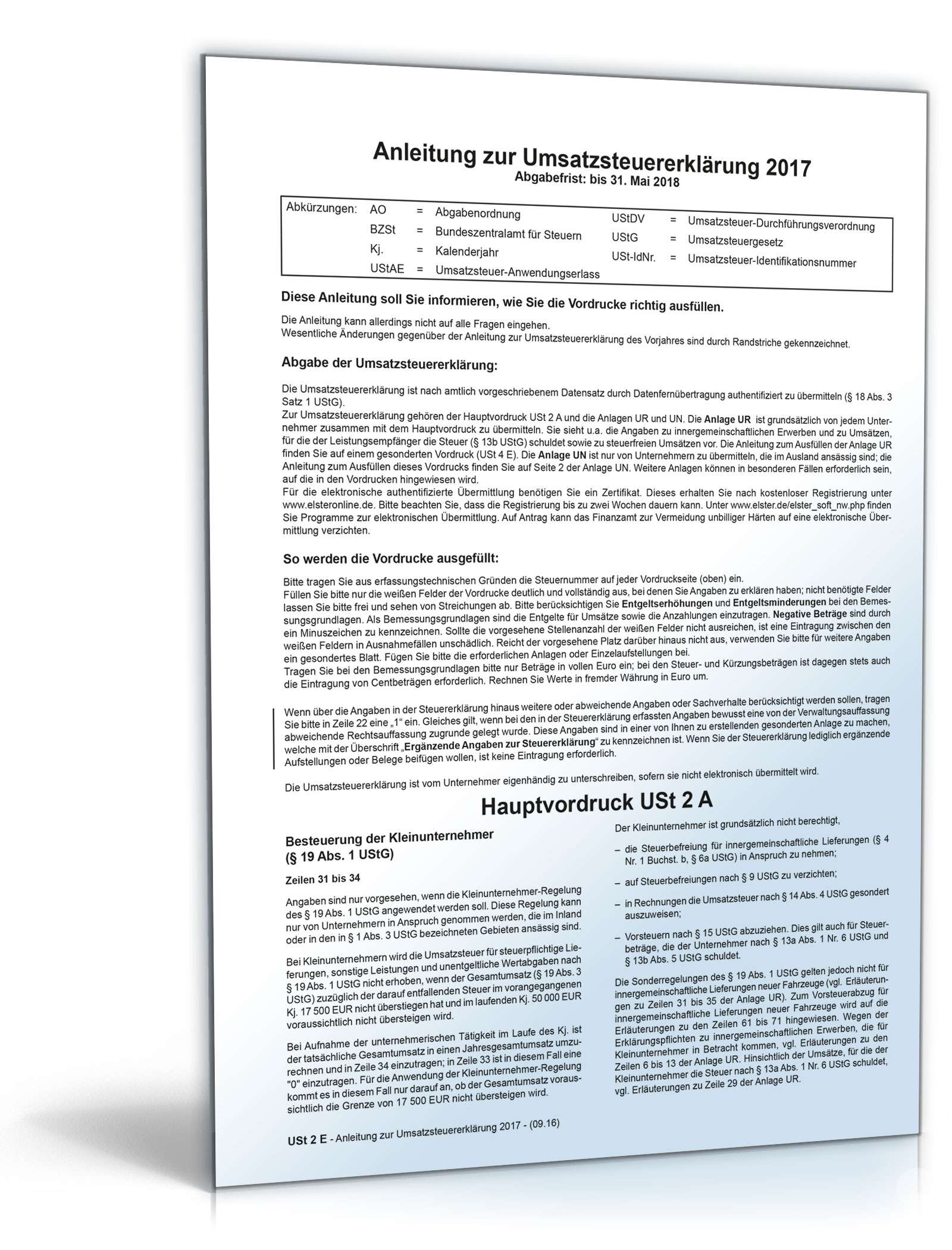 Anleitung zur Umsatzsteuererklärung 2017 PDF. Seite: 2