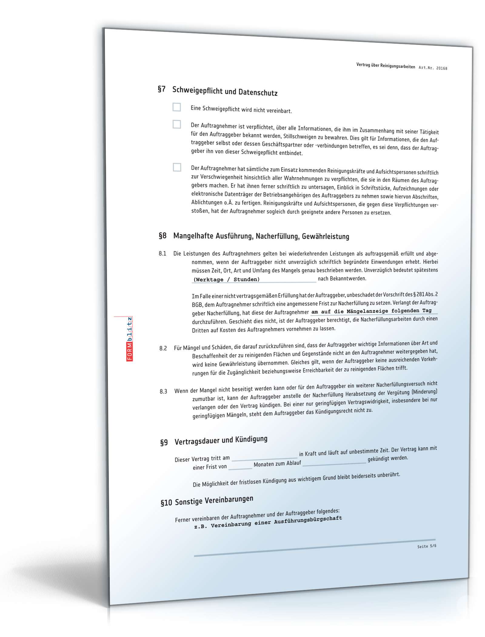 Reinigungsvertrag PDF. Seite: 5