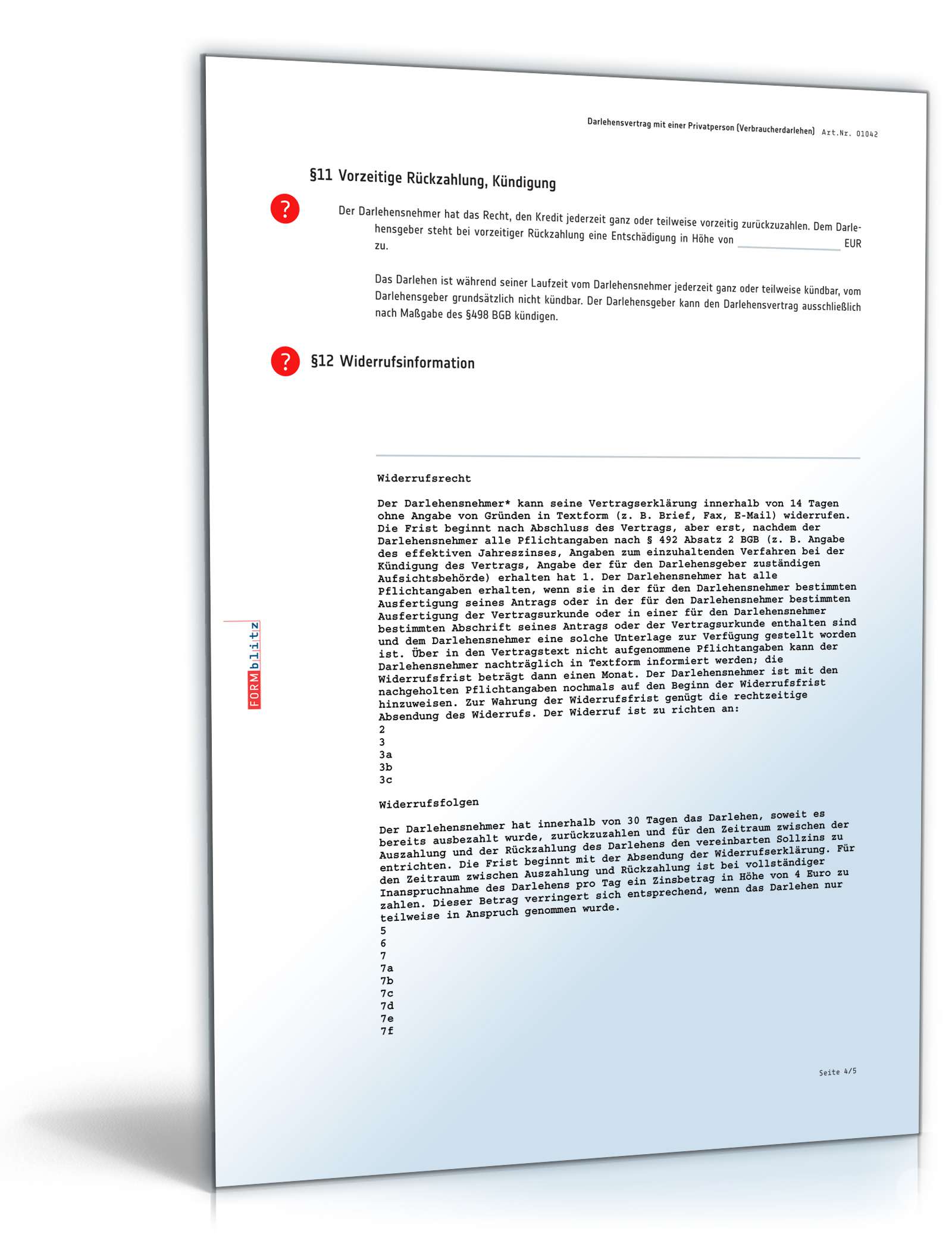 Darlehensvertrag zwischen Unternehmer und Privatperson PDF. Seite: 4