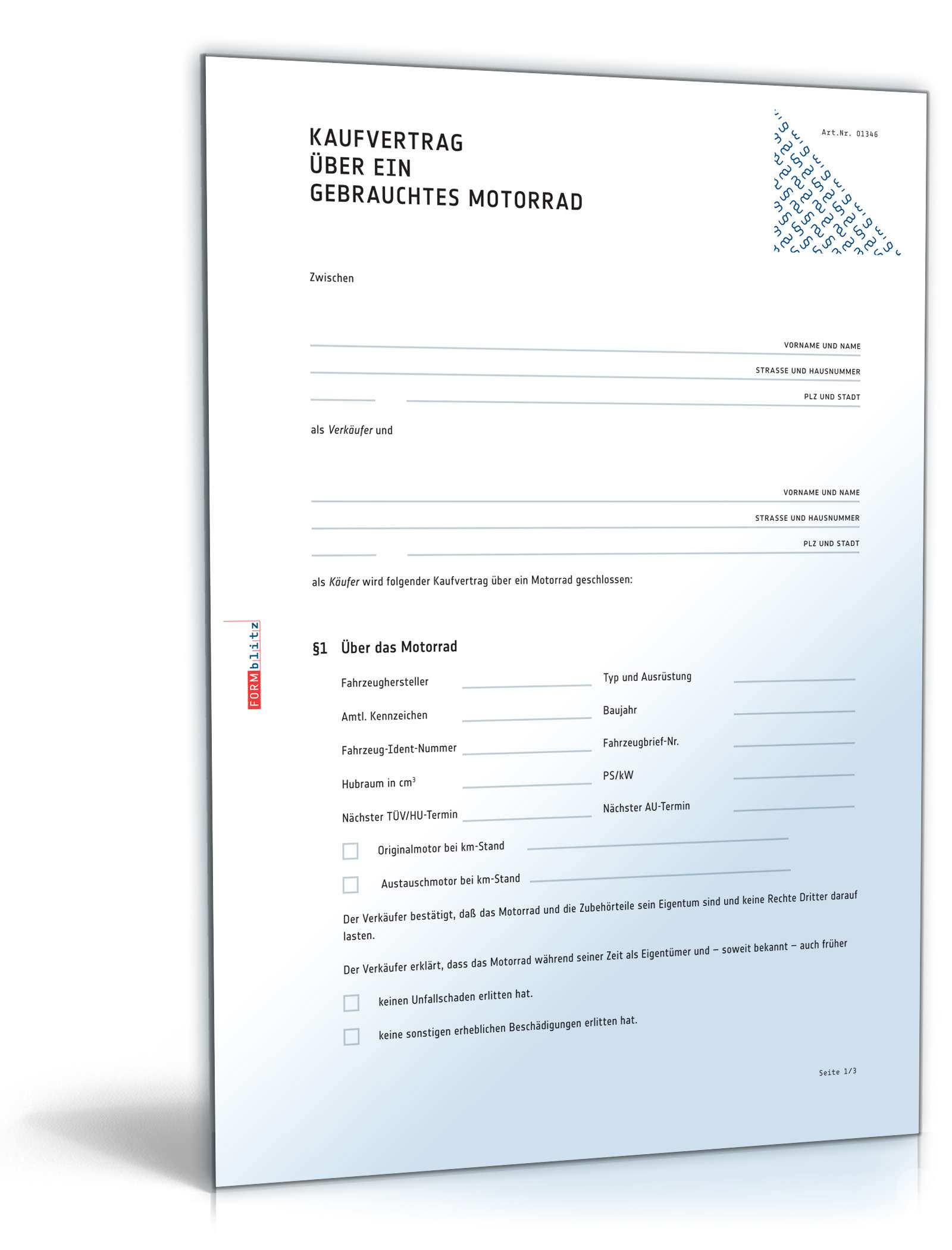 Kaufvertrag Motorrad PDF