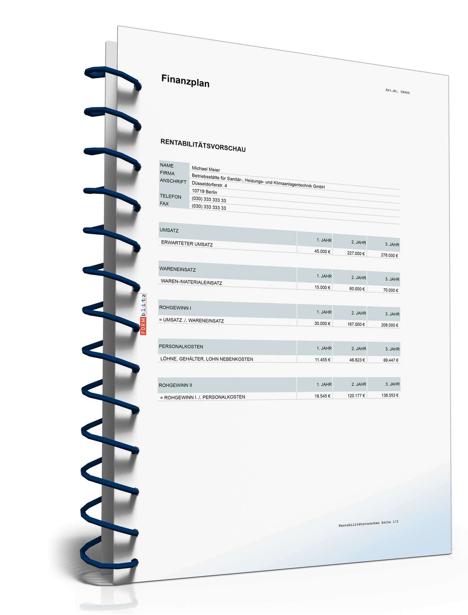 Businessplan Betriebsstätte für Sanitär-, Heizungs- & Klimaanlagentechnik Excel. Seite: 18