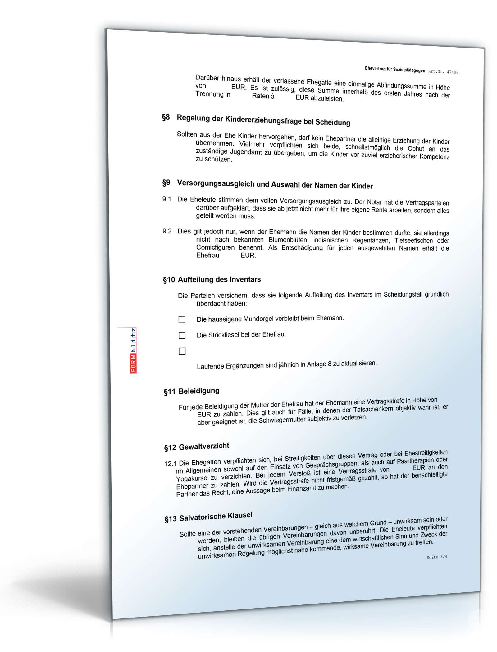 Ehevertrag Sozialpädagoge Fun-Vertrag Word. Seite: 3