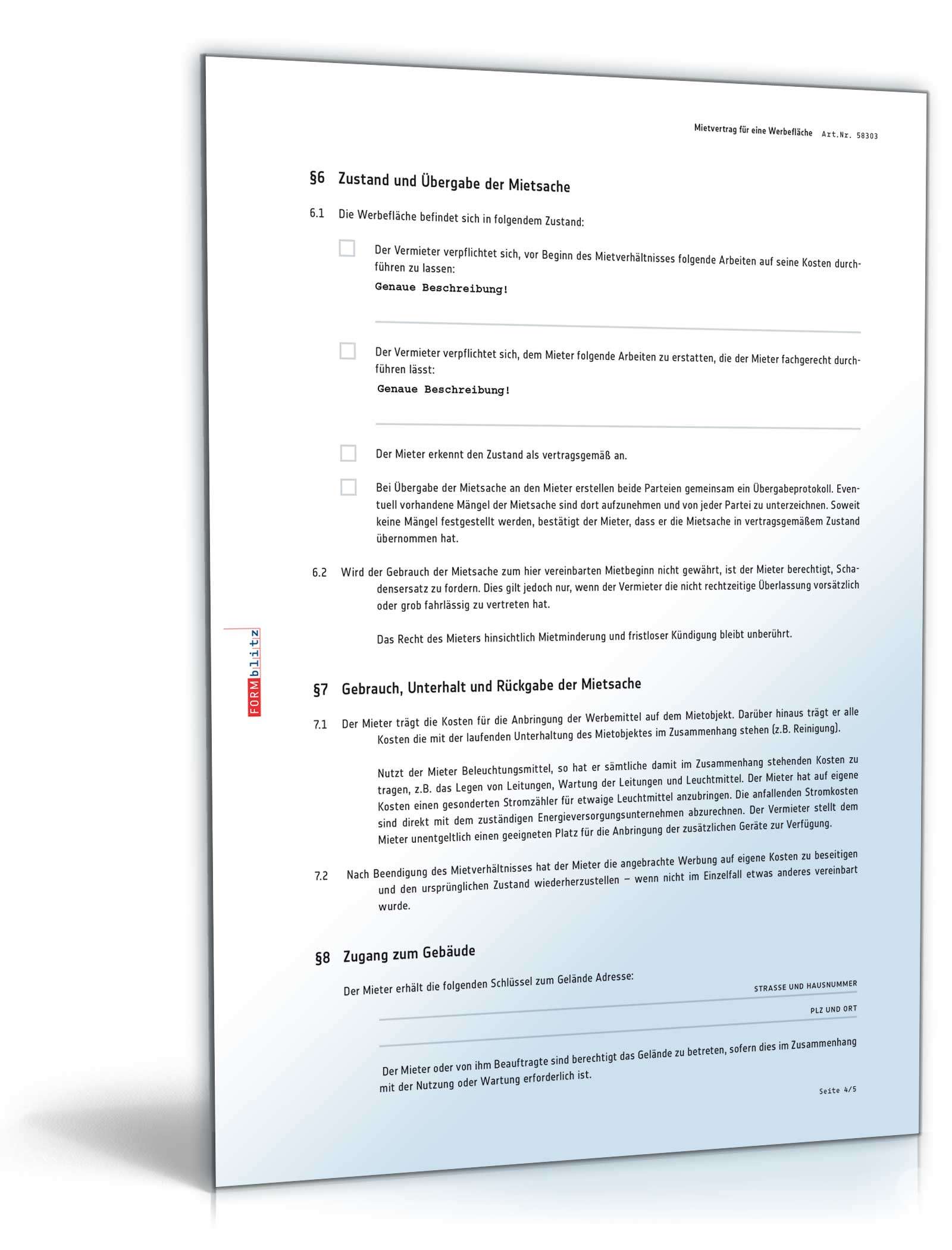 Mietvertrag Nutzung einer Werbefläche
 PDF. Seite: 4