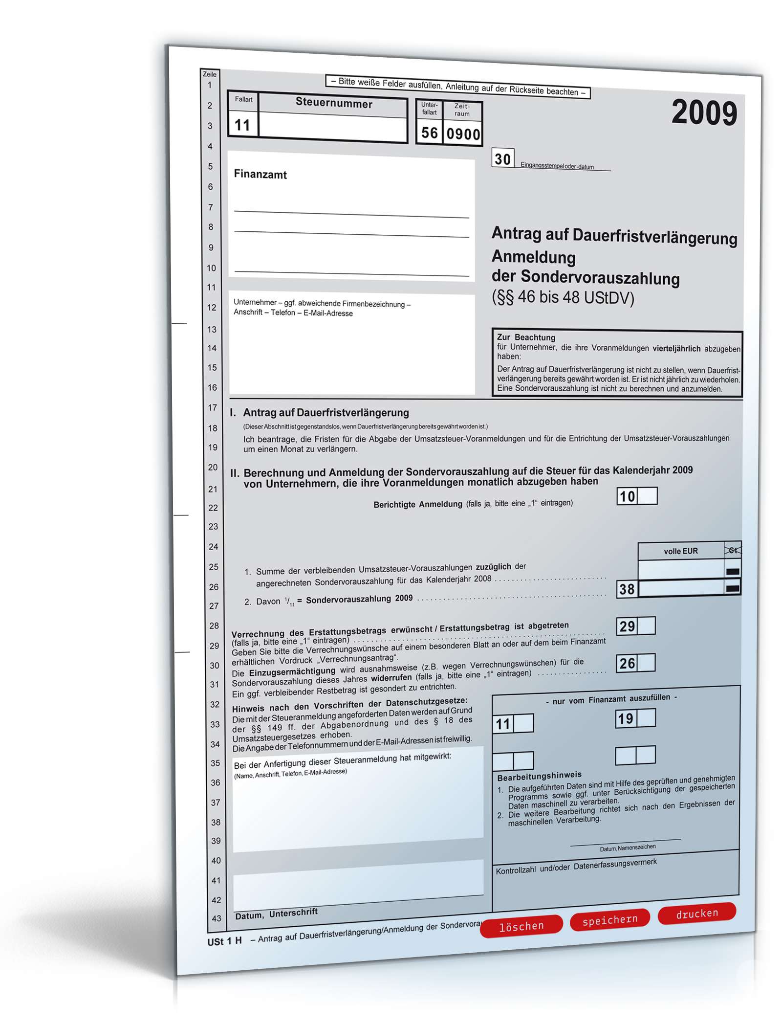 Antrag auf Dauerfristverlängerung 2009 PDF