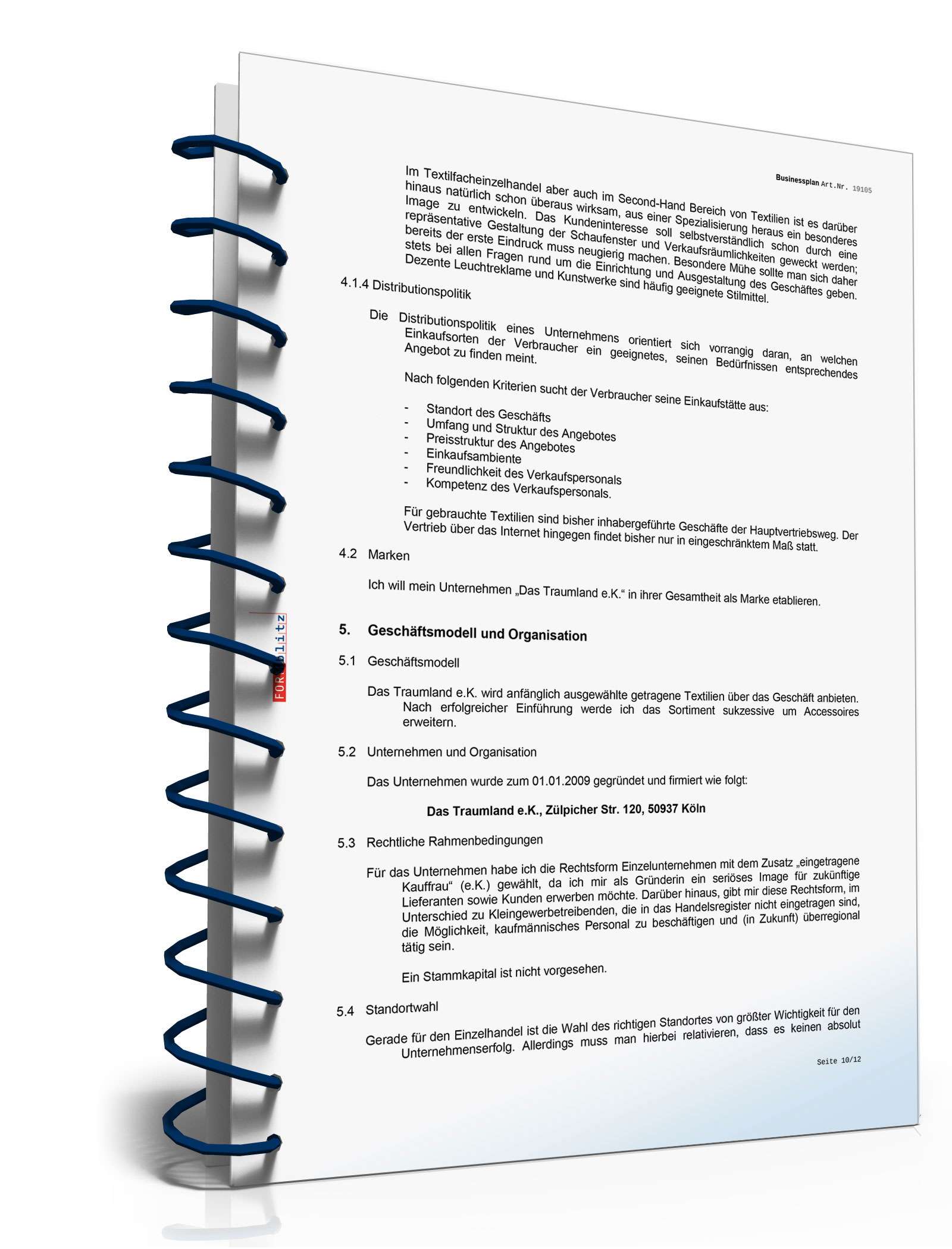 Businessplan Second-Hand-Laden Excel. Seite: 13