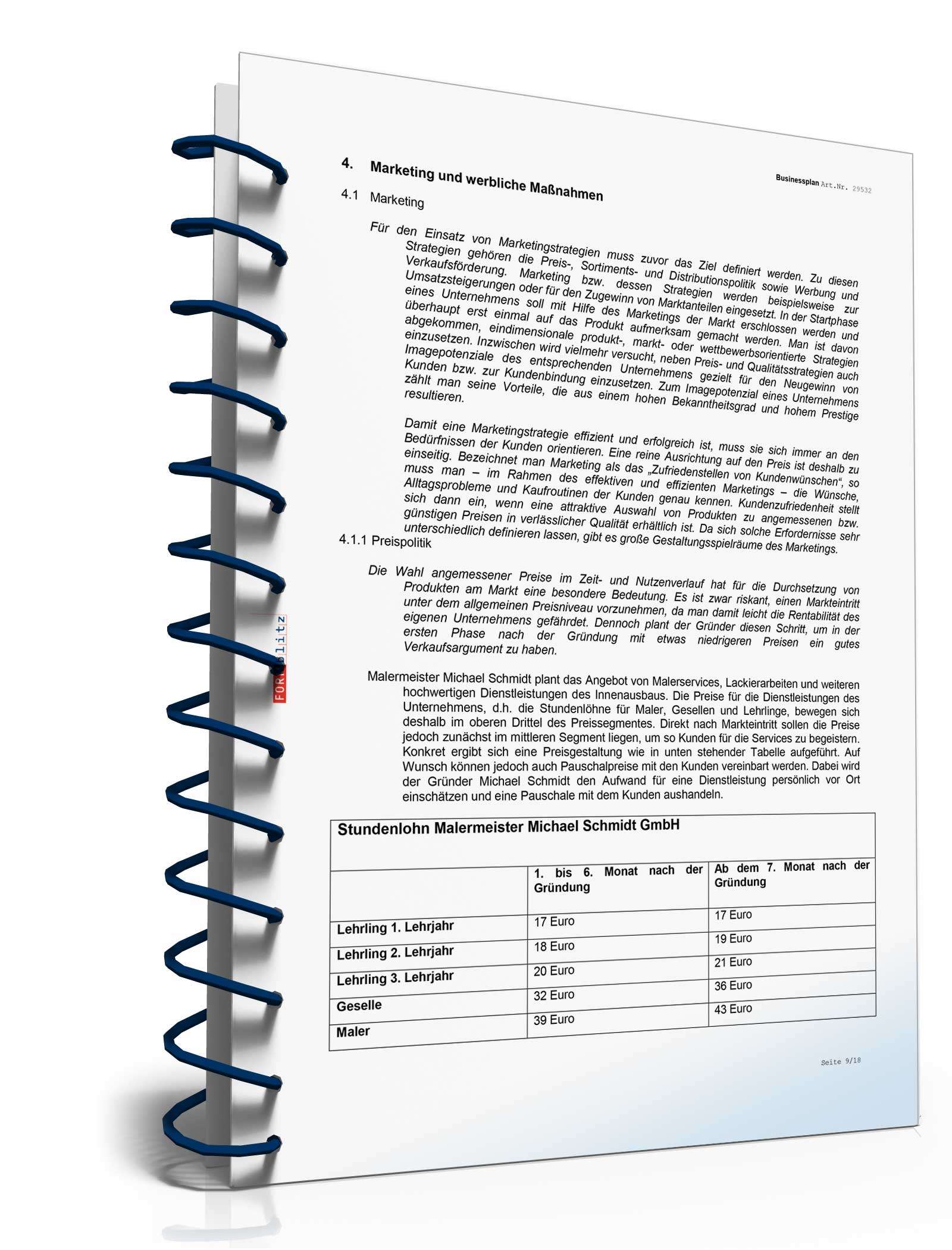 Businessplan Malerbetrieb Excel. Seite: 12