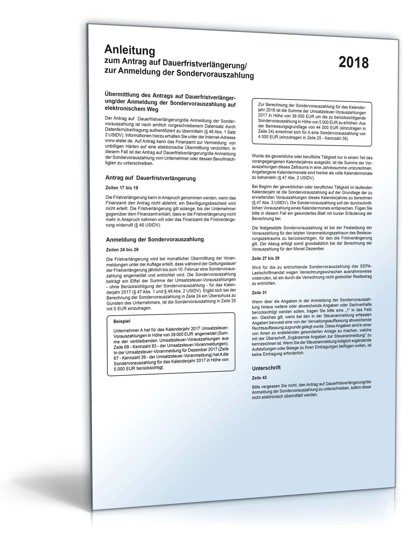 Anleitung Antrag Dauerfristverlängerung 2018 PDF