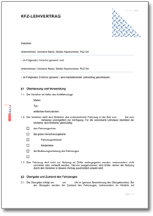 Kfz-Leihvertrag Word