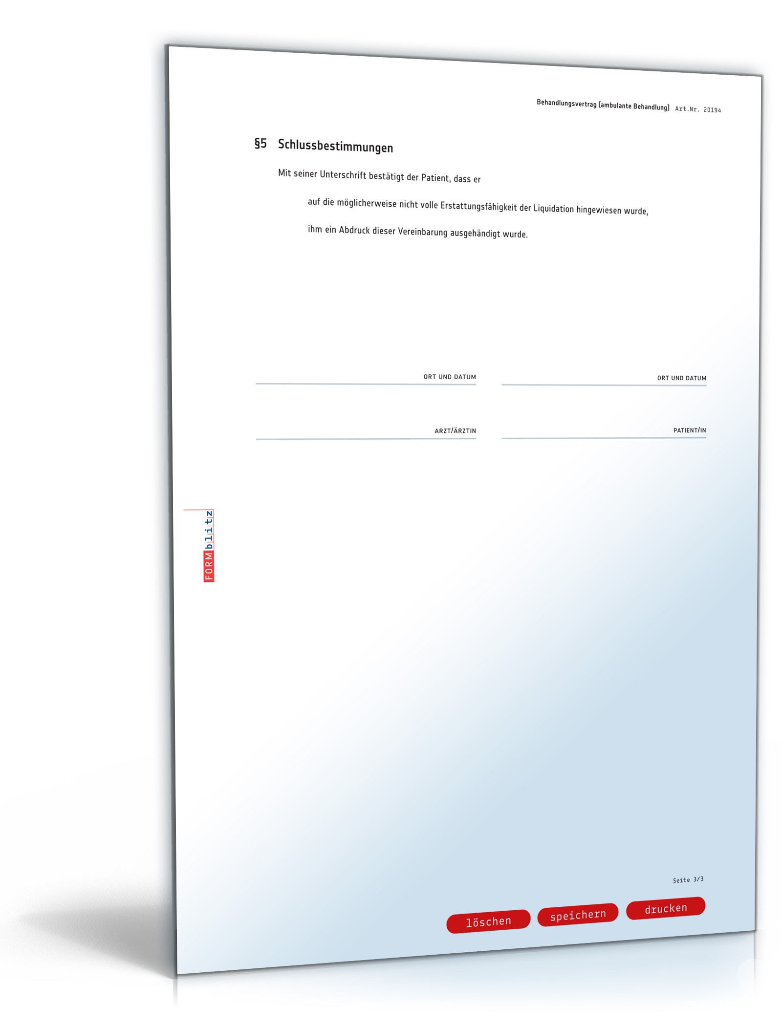 Behandlungsvertrag PDF. Seite: 3