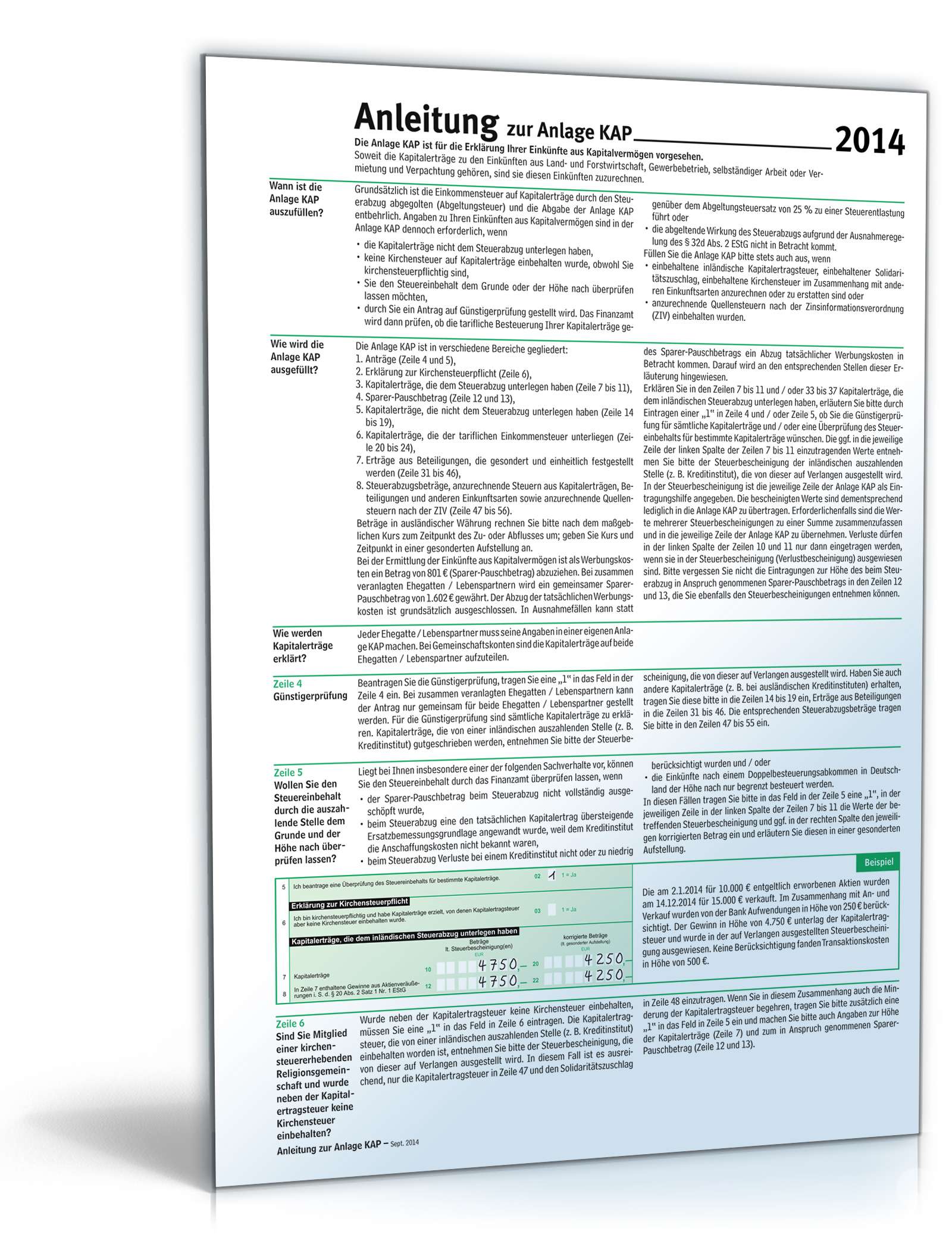 Anleitung zur Anlage KAP 2014 PDF