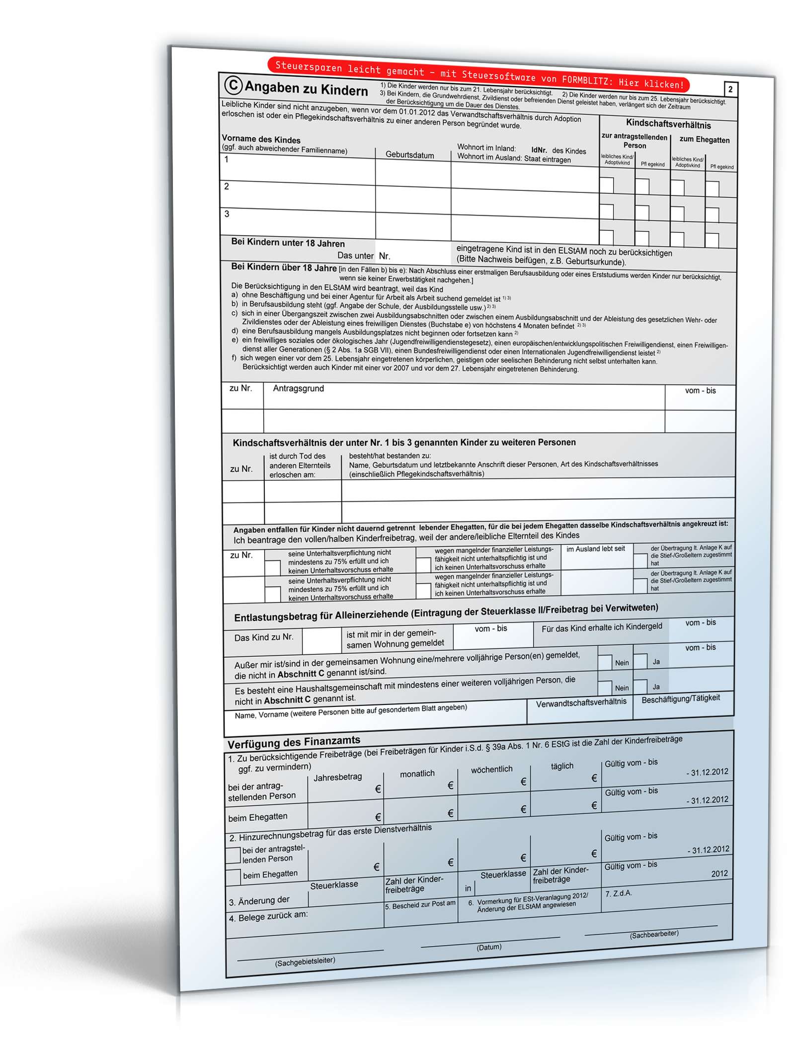 Vereinfachter Antrag auf Lohnsteuer­ermäßigung 2012 PDF. Seite: 2
