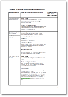 Checkliste Kundeneinwänden wirkungsvoll begegnen Word