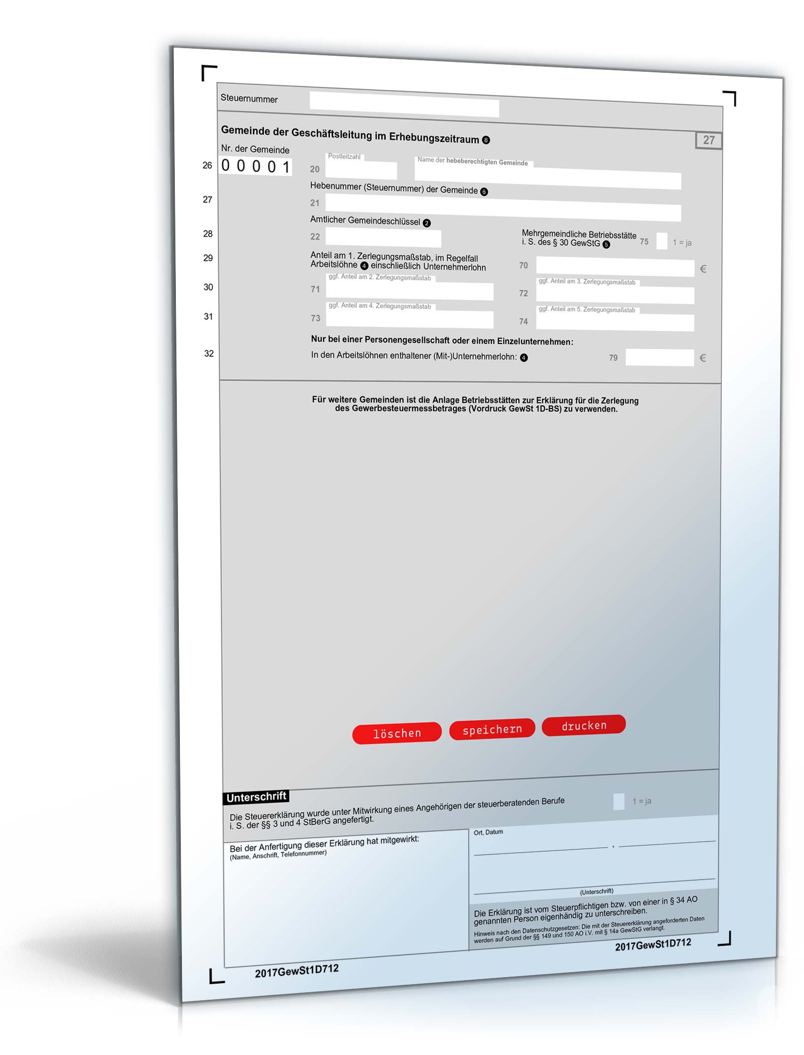Erklärung Zerlegung Gewerbesteuermessbetrag 2017 PDF. Seite: 2