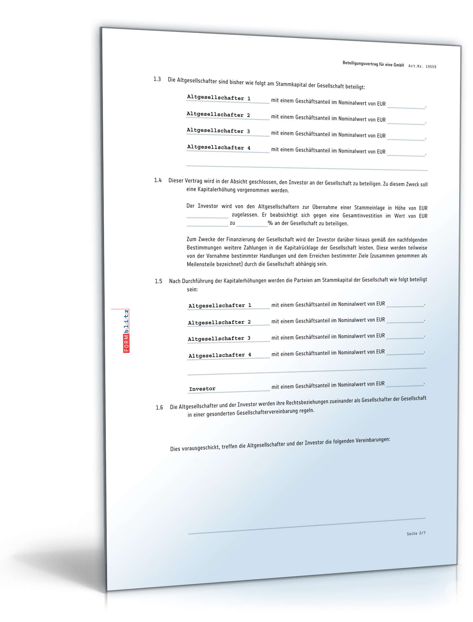 Beteiligungsvertrag GmbH PDF. Seite: 2