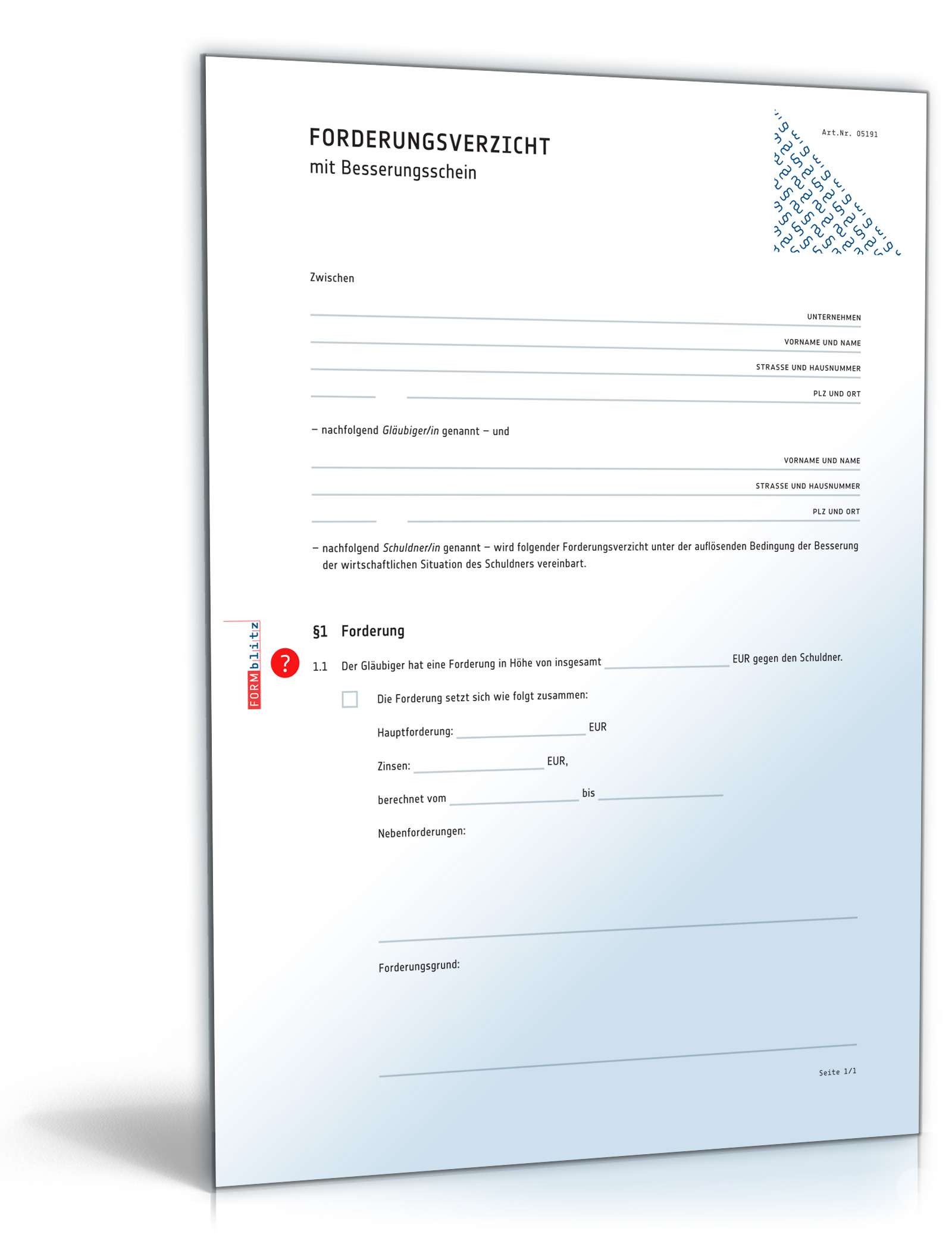 Forderungsverzicht mit Besserungsschein PDF