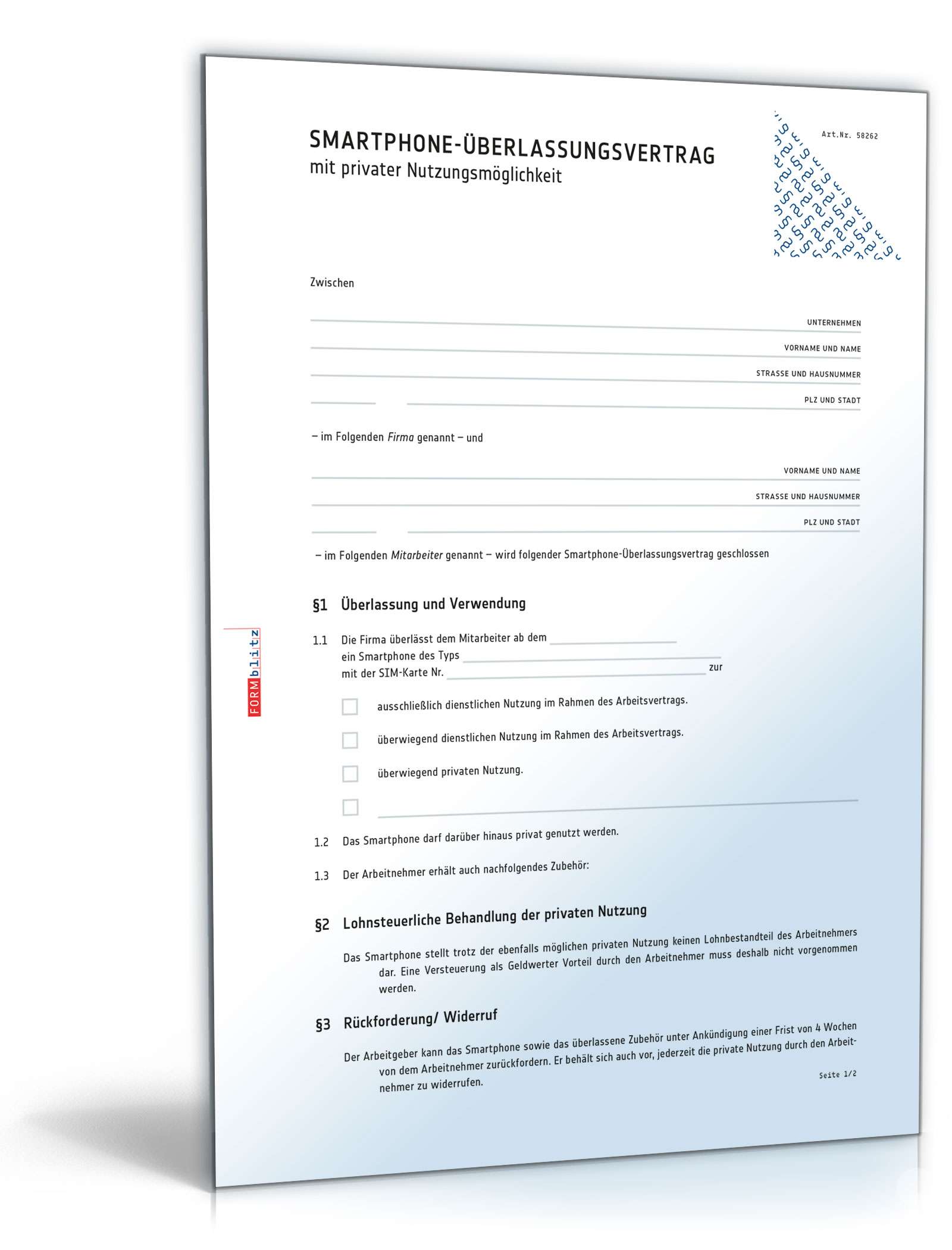 Smartphone-Überlassungsvertrag PDF