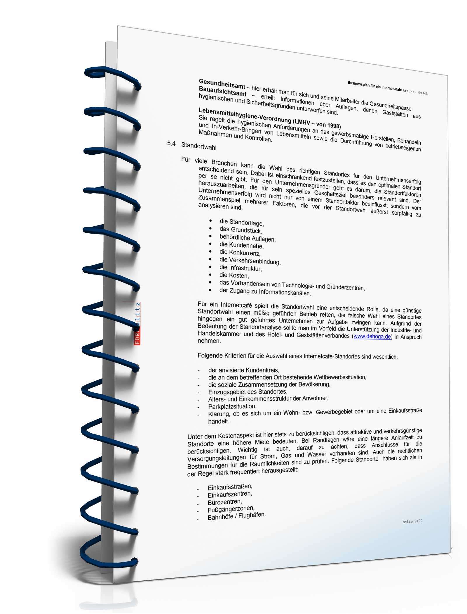 Businessplan Internetcafé Excel. Seite: 12