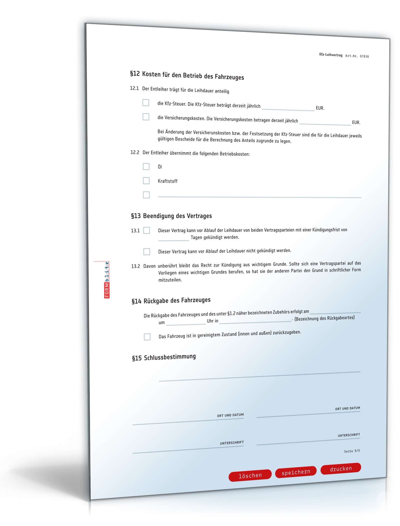 Kfz-Leihvertrag PDF. Seite: 5