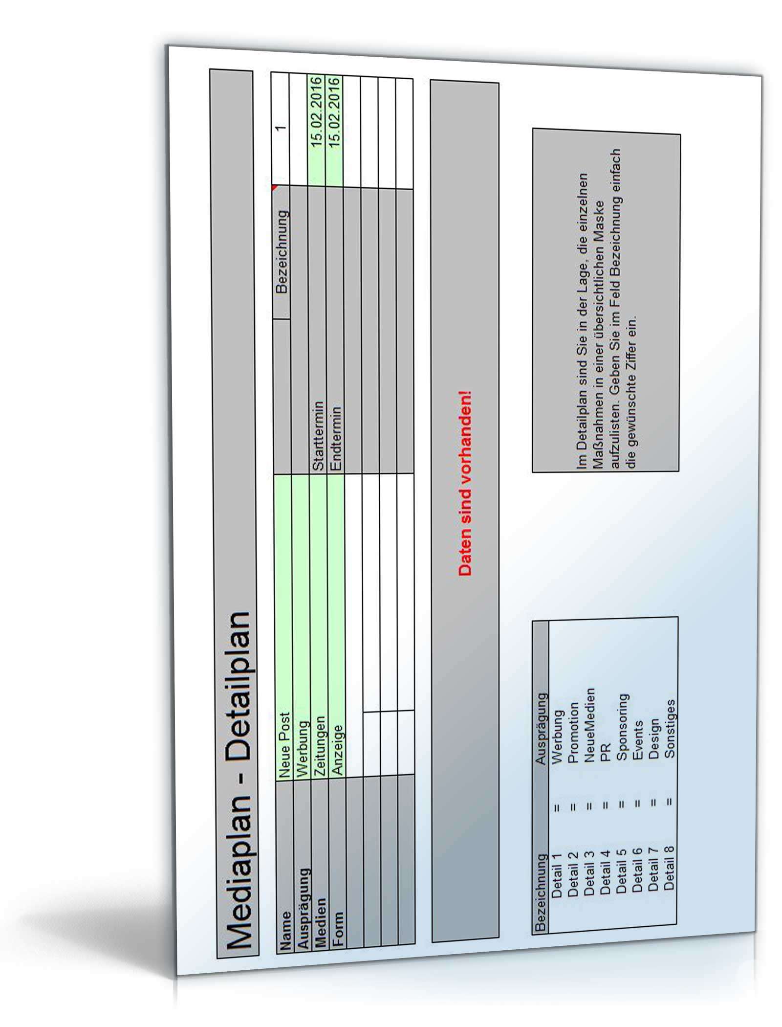 Mediaplan 2016 PRO Excel. Seite: 4
