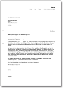 Gegendarstellung Abmahnung Mobbing Word