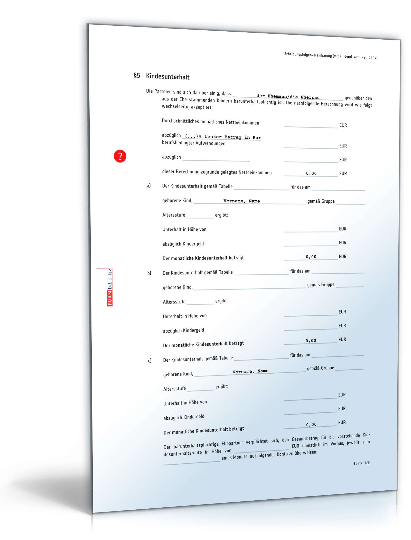 Scheidungsfolgenvereinbarung Eheleute mit Kinder PDF. Seite: 5