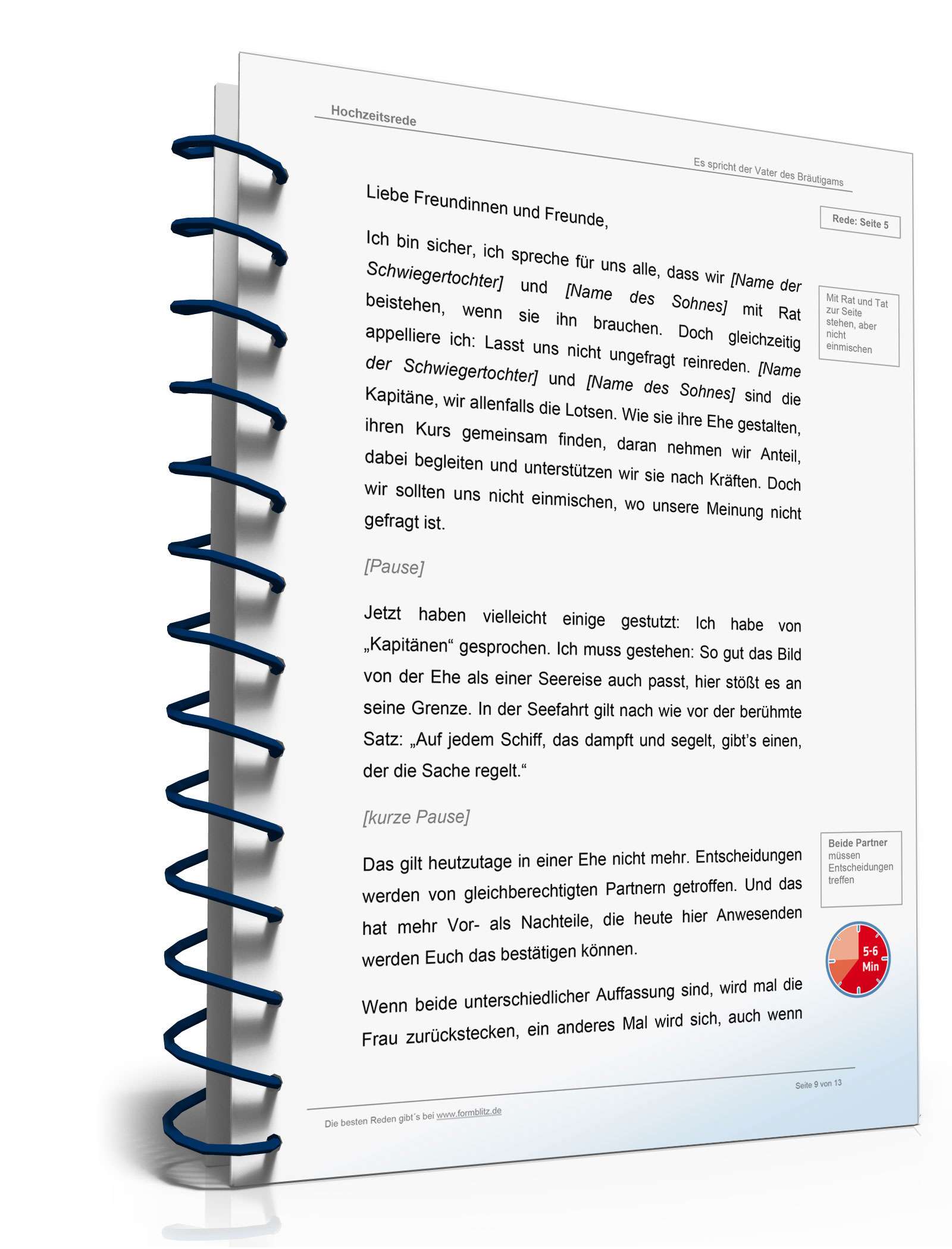 Hochzeitsrede Vater des Bräutigams zur Hochzeitsfeier Word. Seite: 9