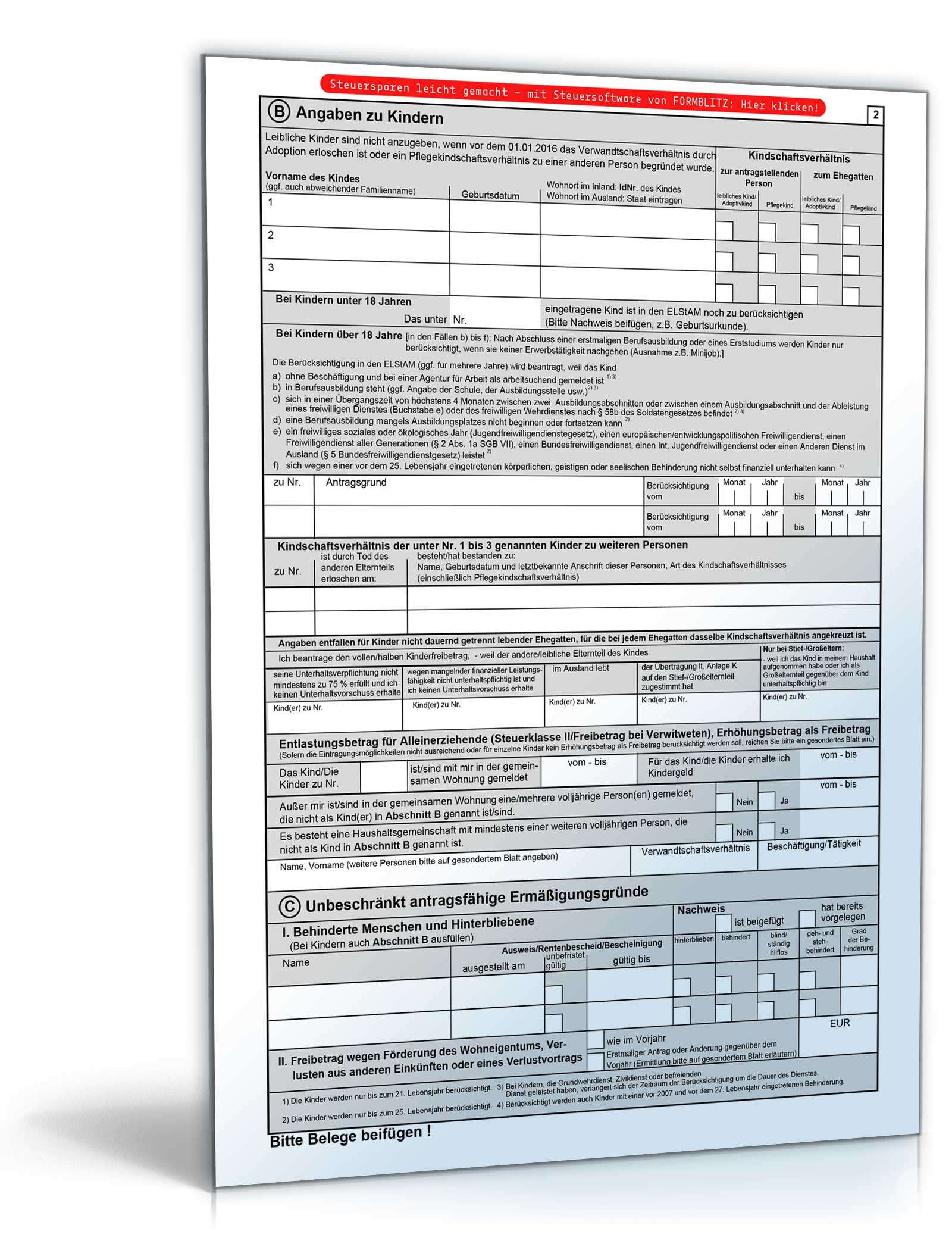 Antrag auf Lohnsteuer-Ermäßigung 2016 PDF. Seite: 2